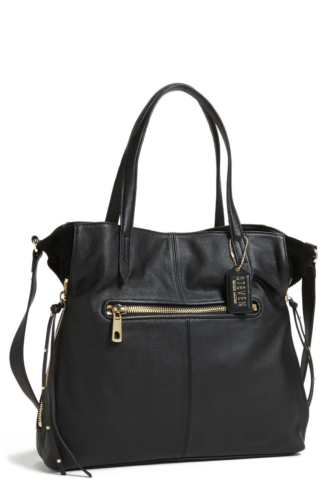 STEVEN by Steve Madden 'Prague' Leather Tote, Main, color, 