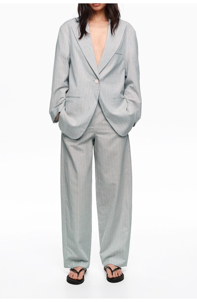 Bimba y Lola Oversize Tailored Jacket With Stripes, Main, color, Light Grey