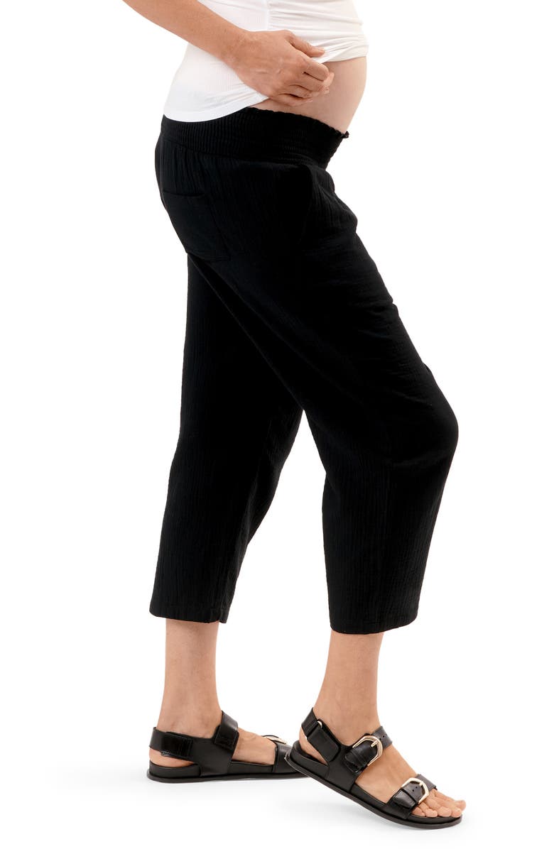 Nom Maternity Remy Smocked Crop Cotton Maternity Pants, Alternate, color, 