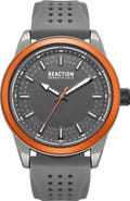 Kenneth Cole Reaction Perforated Silicone Strap Watch, 48mm