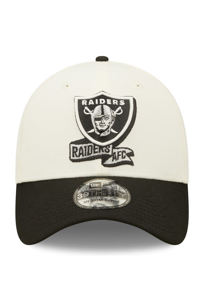 Men's New Era Cream/Black Las Vegas Raiders 2022 Sideline 39THIRTY 2-Tone Flex Hat, Alternate, color, Cream