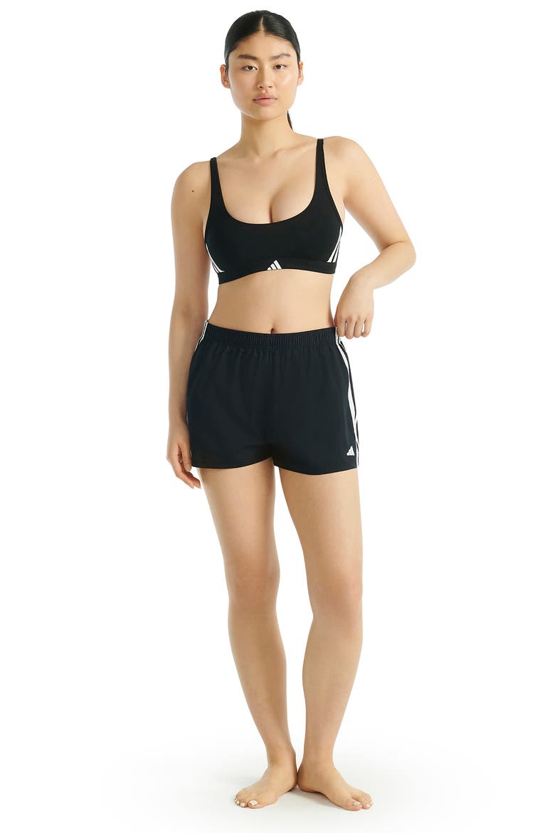 Essentials Cotton Blend 3 Stripe Scoop Bralette, Alternate, color, BLACK