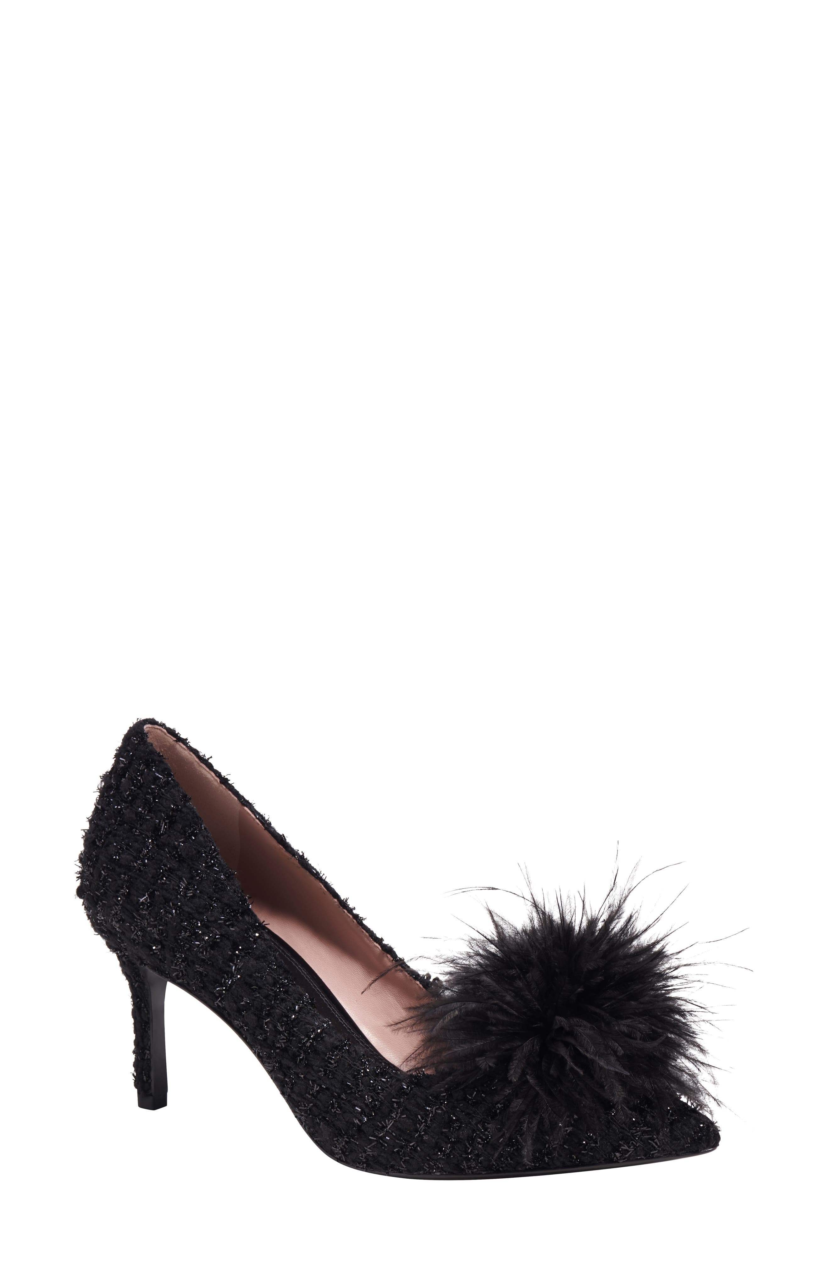 Kate Spade New York marabou pointed toe pump, Main, color, 