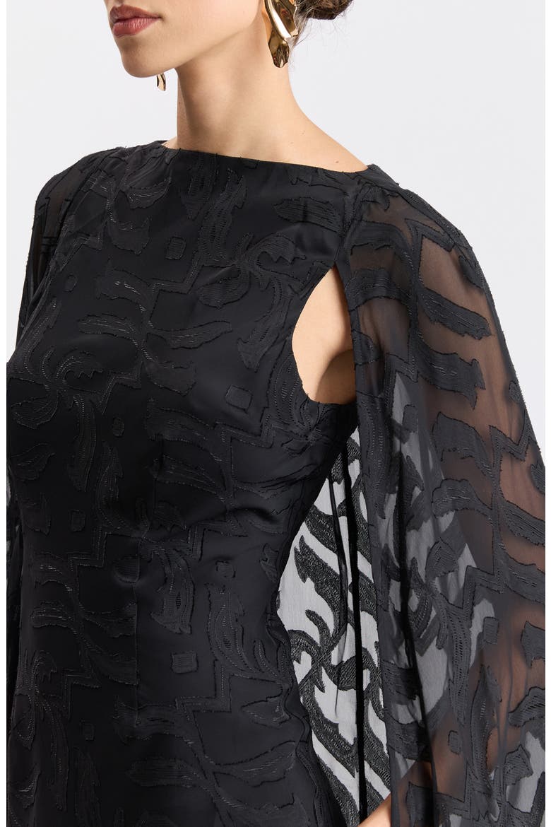 Cape Detail Minidress, Alternate, color, BLACK