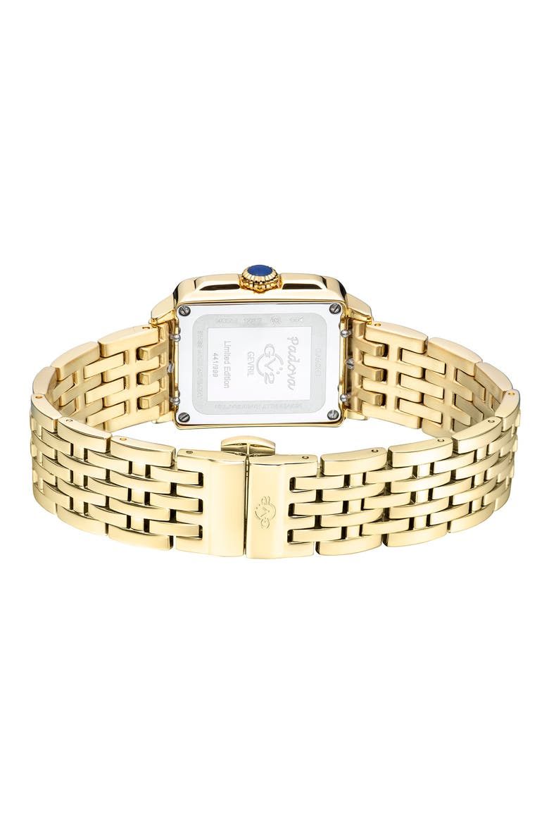 Padova Diamond Swiss Quartz Rectangle Bracelet Watch, 30mm - 0.014ct., Alternate, color, GOLD