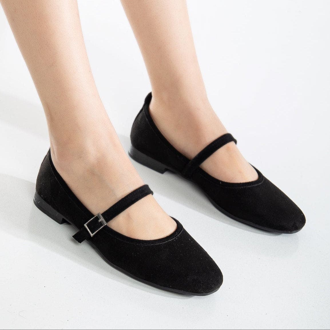 Prologue Shoes Emilie Mary Jane Flat, Alternate, color, Black Suede