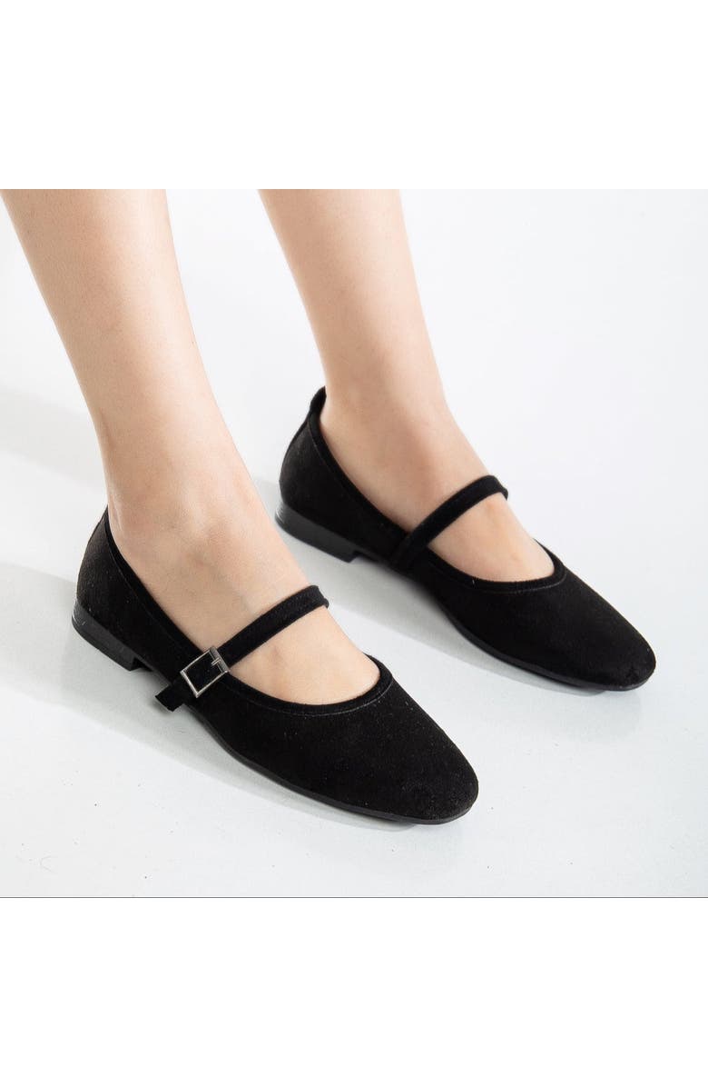 Prologue Shoes Emilie Mary Jane Flat, Alternate, color, Black Suede