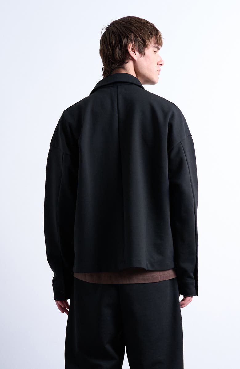 Topman Double Pocket Jersey Jacket, Alternate, color, Black