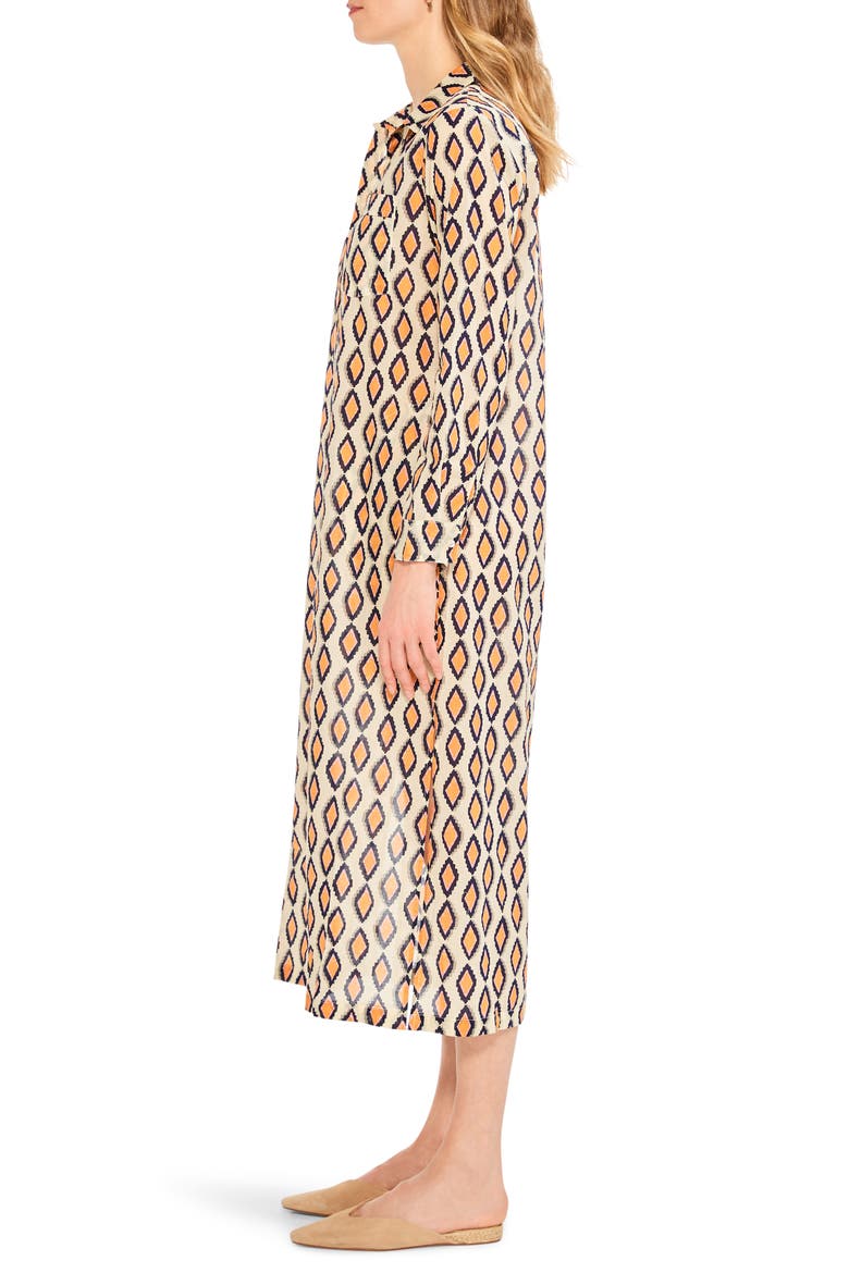 Falling Diamonds Long Sleeve Midi Shirtdress, Alternate, color, ORANGE MULTI