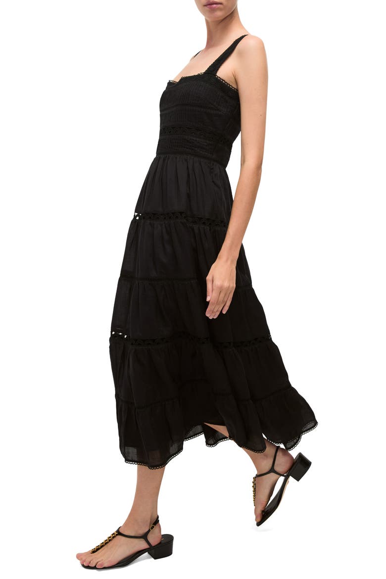 Lucien Picot Trim Lace Inset Dress, Alternate, color, BLACK