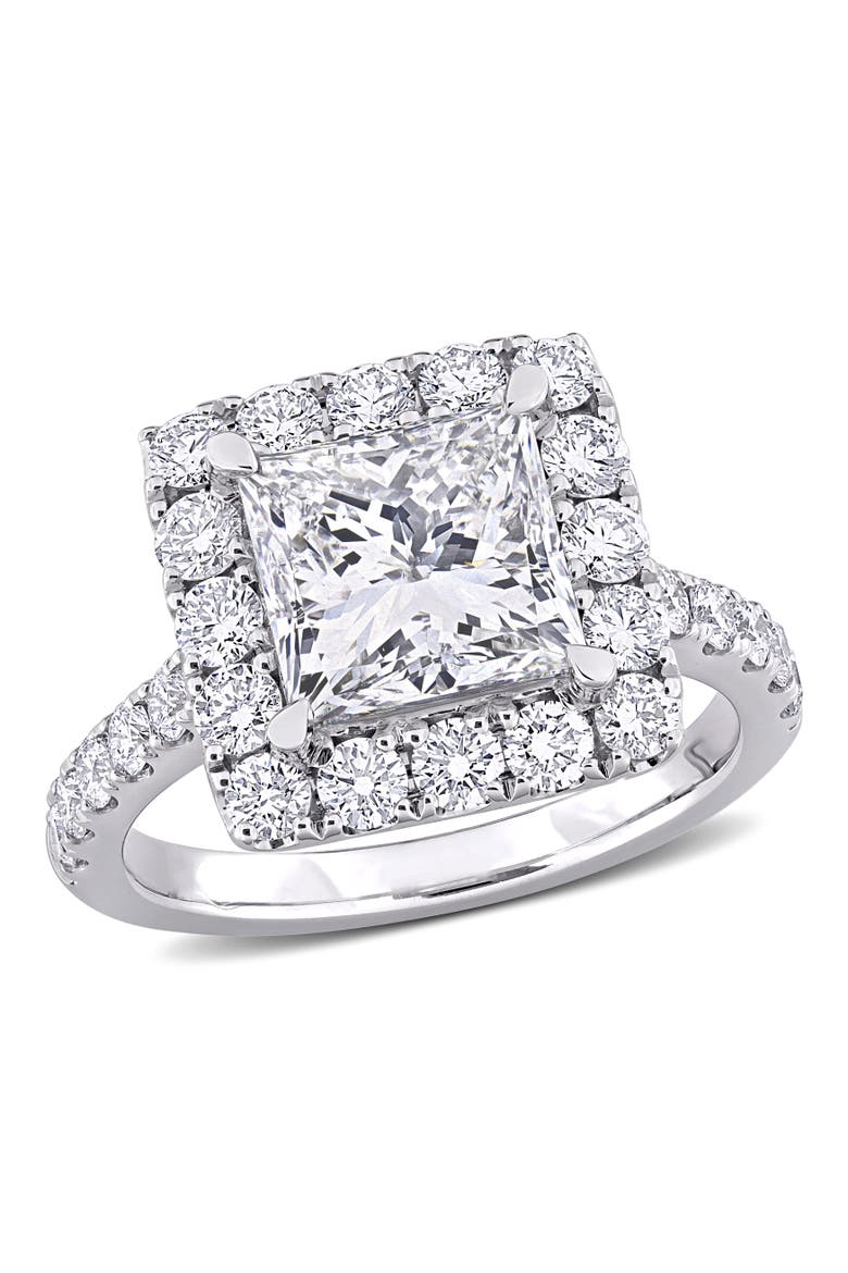 4-1/3 CTW Lab-Grown Diamond Princess Halo Ring 14k, Main, color, White Gold