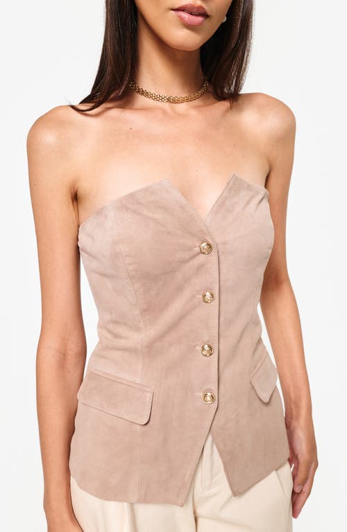 Cami Nyc Zamora Strapless Suede Corset Incense In Beige In Incense