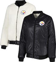 G-III 4HER BY CARL BANKS Women's G-III 4Her by Carl Banks Oatmeal/Black Pittsburgh Steelers Switchback Reversible Full-Zip Jacket