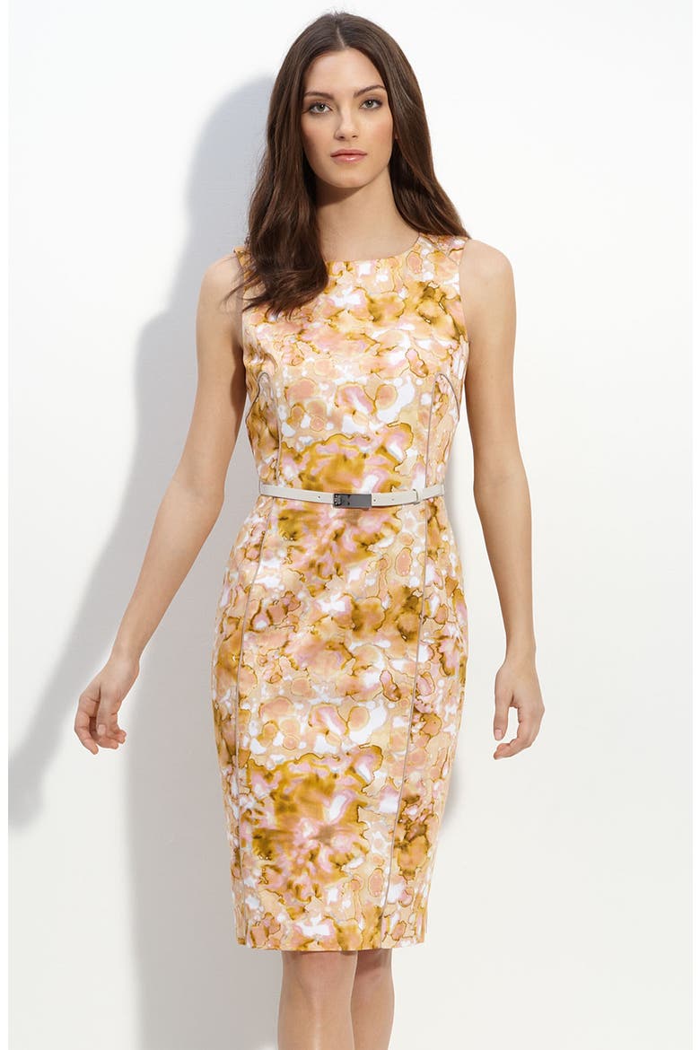 Belted Sheath Dress, Main, color, GOLD