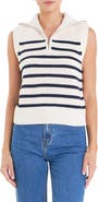 English Factory Stripe Sleeveless Quarter Zip Sweater