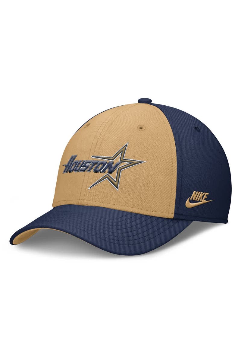 Nike Men's Nike Navy/Gold Houston Astros Rise Swoosh Performance Flex Hat, Alternate, color,