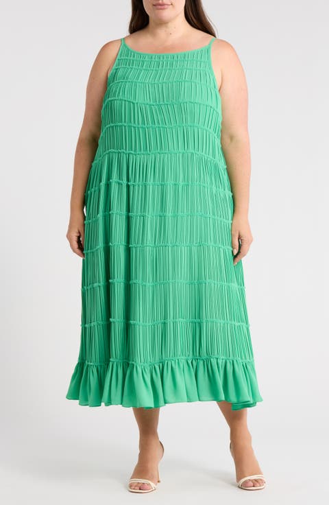 Boat Neck Tiered Maxi Dress (Plus)