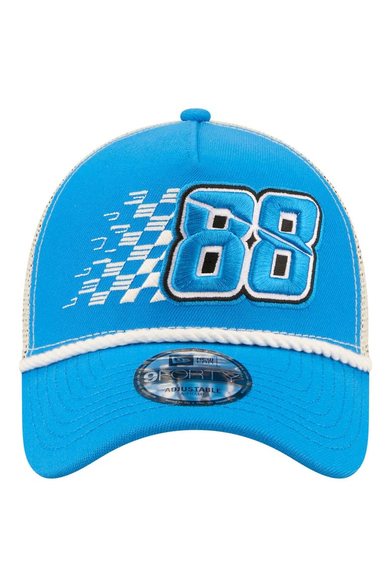 Men's New Era  Blue Connor Zilisch Trackhouse Driver Number A-Frame 9FORTY Trucker Rope Adjustable Hat, Alternate, color, Blue