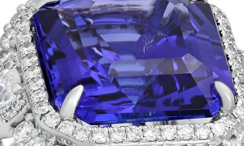 Bony Levy 18k White Gold Tanzanite & Diamond Echo Halo Statement Ring In Burgundy