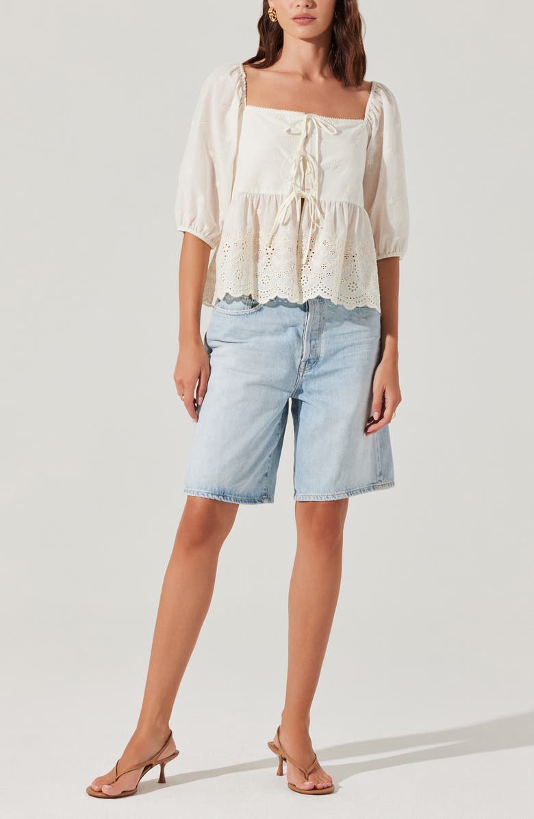 ASTR the Label Ezmae Tie Front Top, Alternate, color, Cream