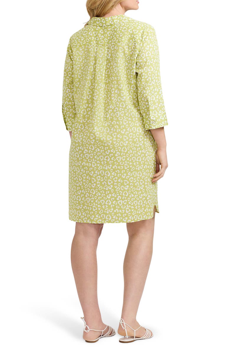 Foxcroft Sloane Leopard Print Shirtdress, Alternate, color, Chartreuse Multi