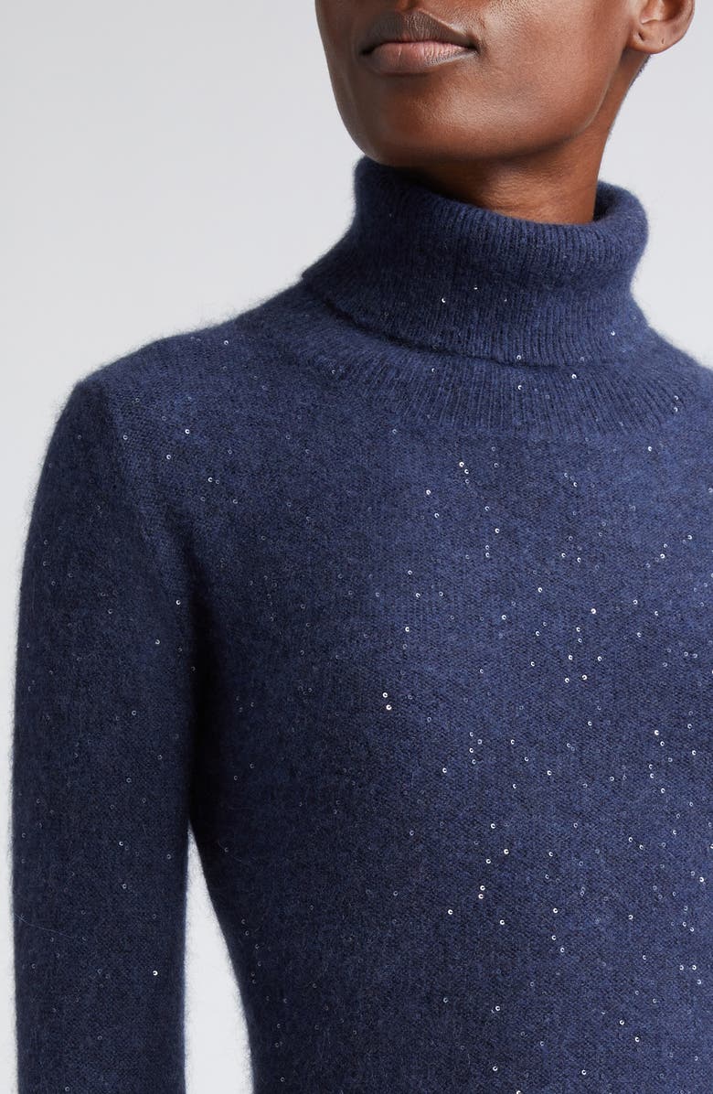Fabiana Filippi Sequin Merino Wool & Silk Blend Turtleneck Sweater, Alternate, color,
