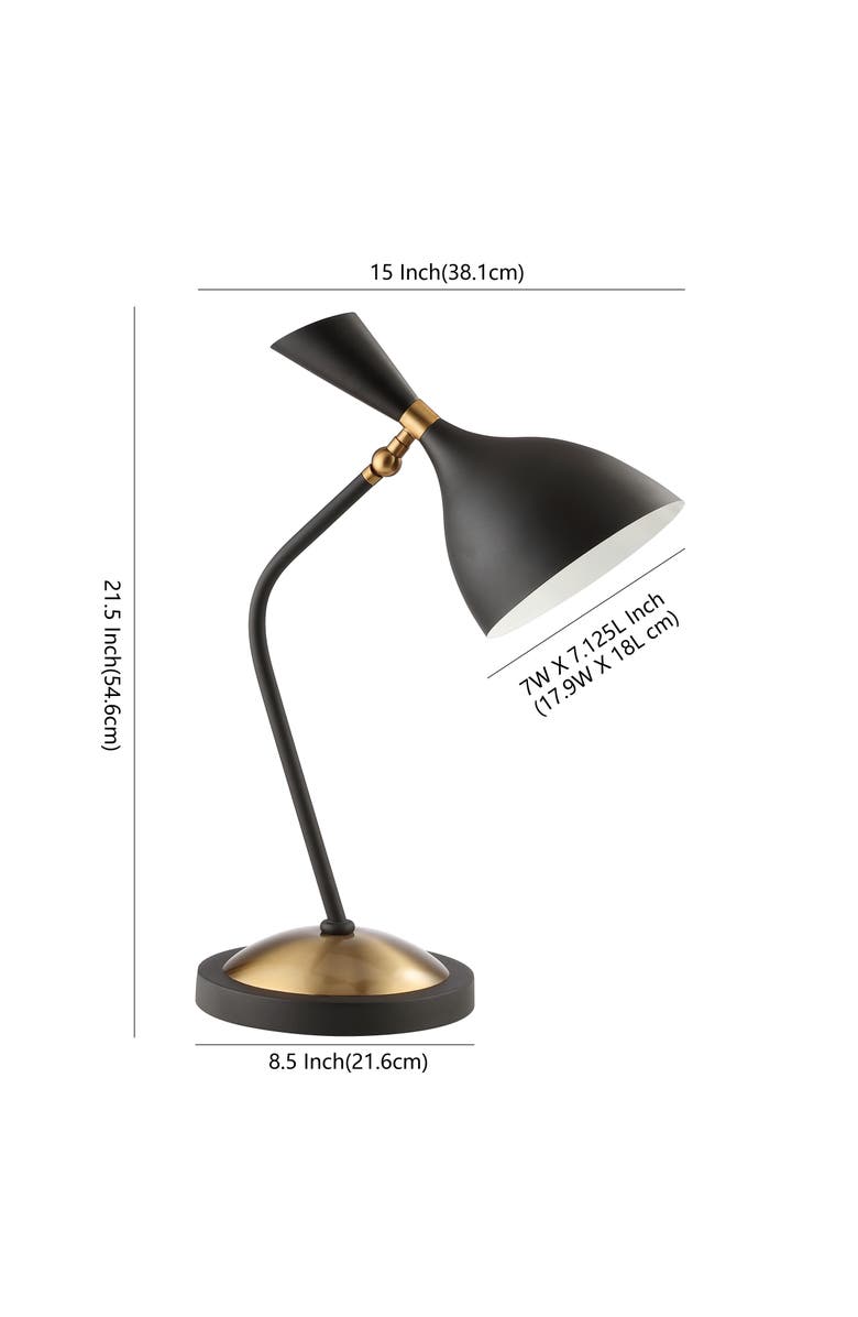 JONATHAN Y Albert Iron Retro Mid-Century LED Table Lamp, Alternate, color, Black
