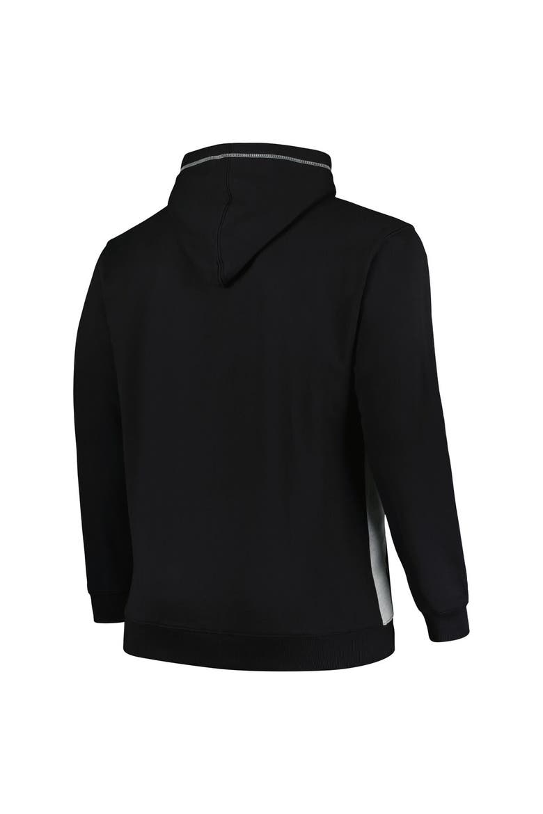 Men's Fanatics Branded Black/Heather Gray Brooklyn Nets Big & Tall Contrast Pieced Stitched Full-Zip Hoodie, Alternate, color, Black
