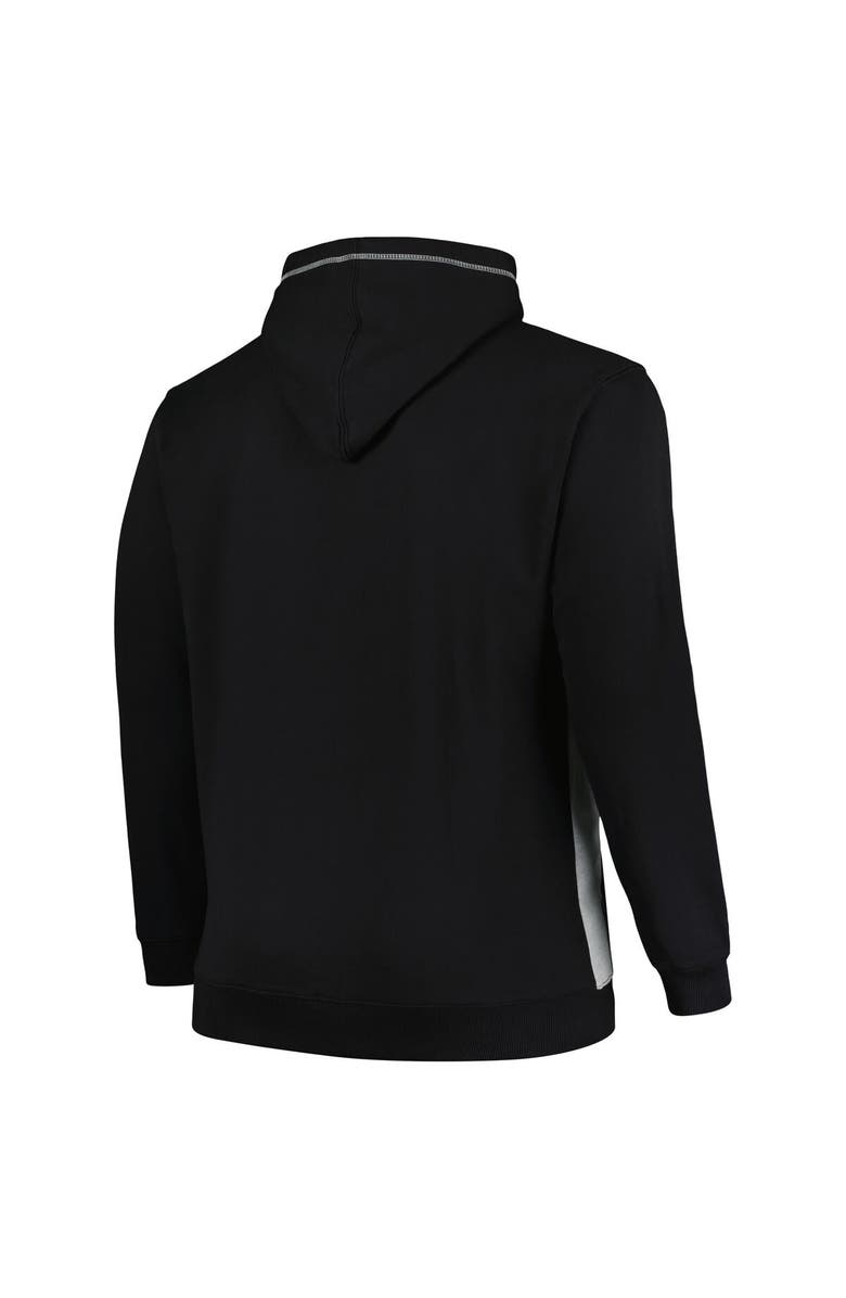 FANATICS Men's Fanatics Branded Black/Heather Gray Brooklyn Nets Big & Tall Contrast Pieced Stitched Full-Zip Hoodie, Alternate, color, Black