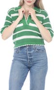 RAIN AND ROSE Cotton Stripe Polo Sweater