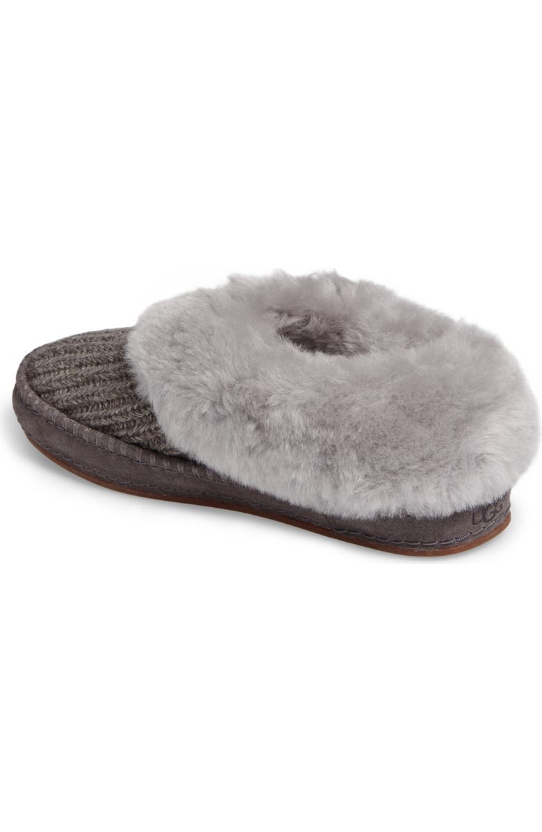 UGG<sup>®</sup> Wrin Rib-Knit & Genuine Shearling Slipper, Alternate, color,