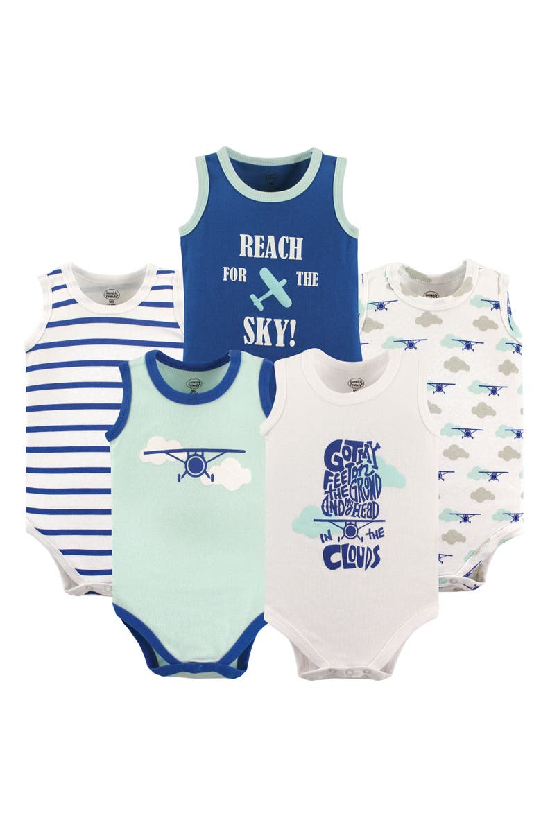 Luvable Friends Sleeveless Cotton Snap-Crotch Undershirts, Main, color, Airplane