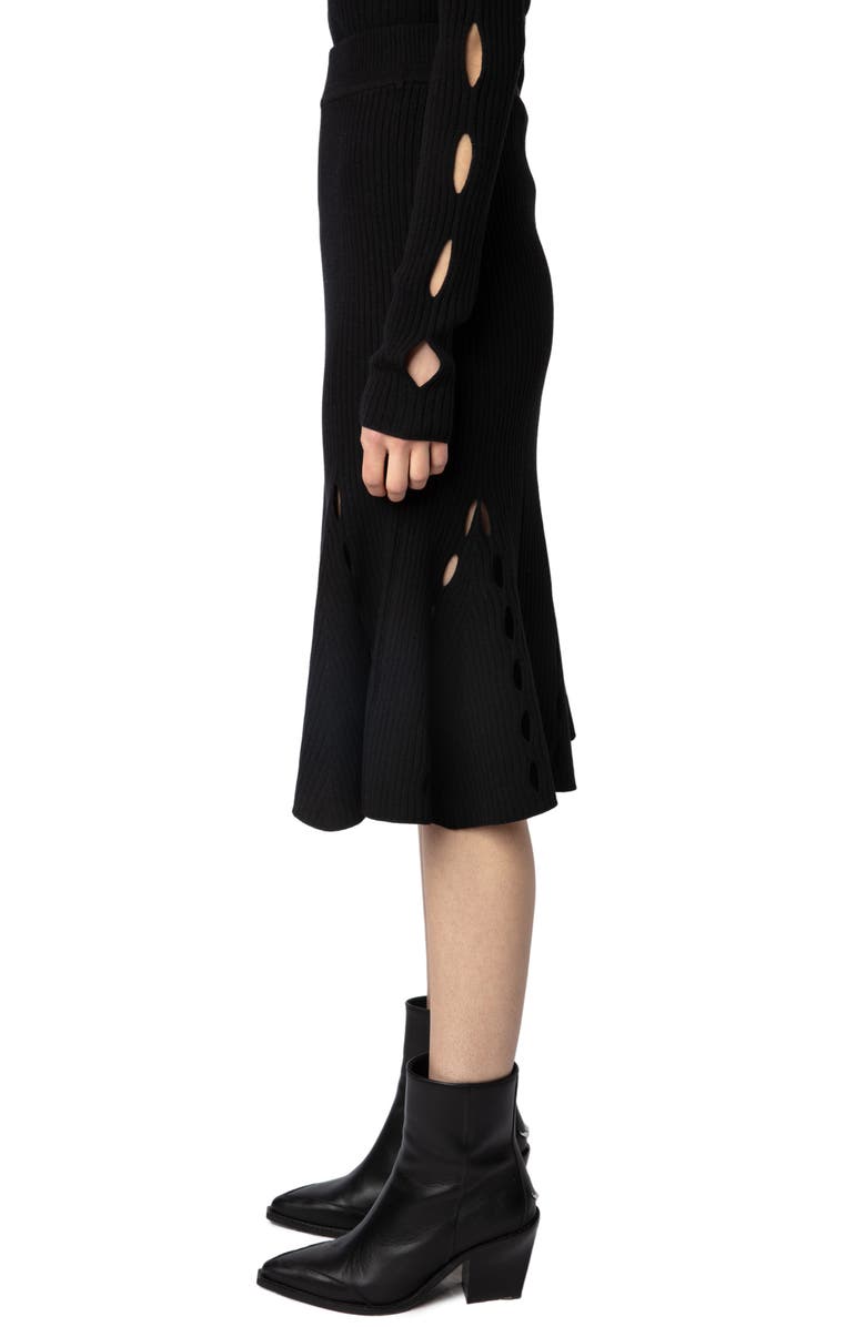 Zadig & Voltaire Ginza Merino Wool Blend Rib Sweater Skirt, Alternate, color, 