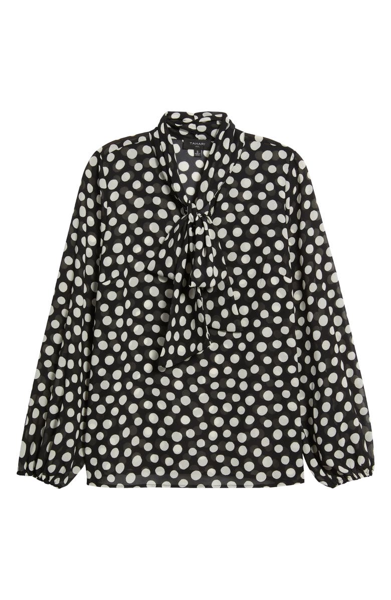 Tahari ASL Bow Neck Top, Main, color, Black Ivory