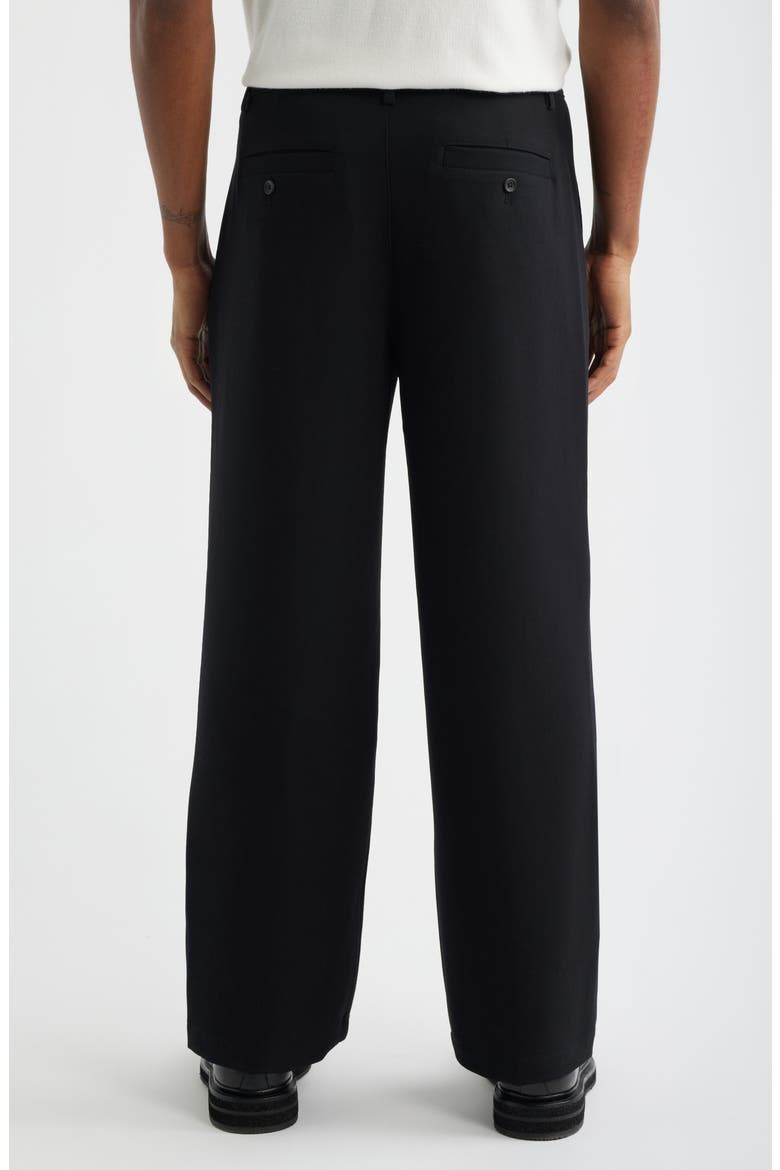 Relaxed Pleated Stretch Twill Pants, Alternate, color, BLACK