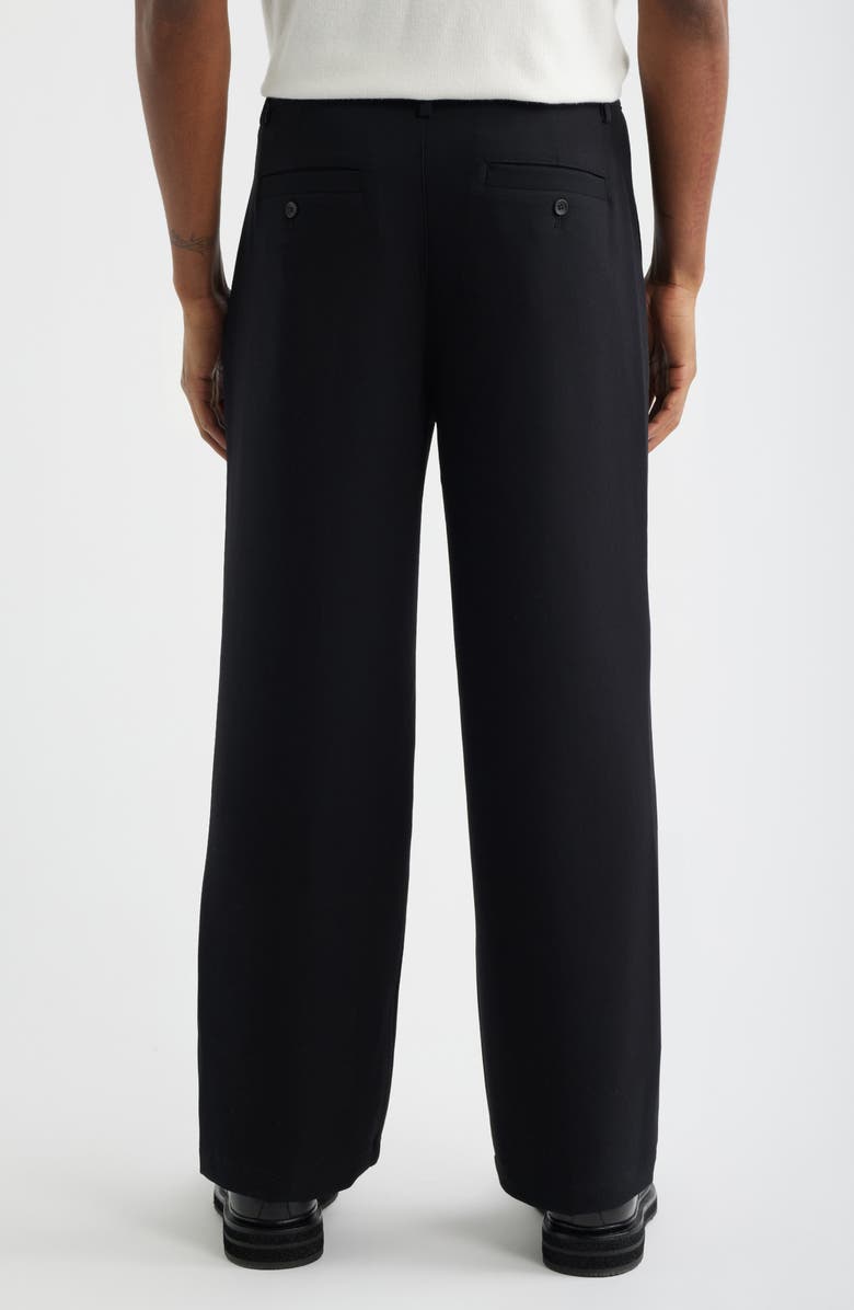 Open Edit Relaxed Pleated Stretch Twill Pants, Alternate, color, Black