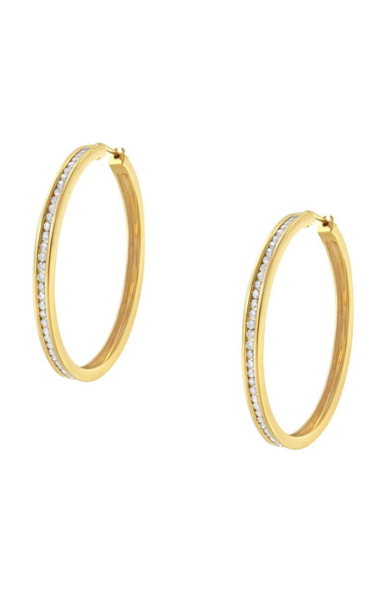 Haus of Brilliance 10KT Yellow Gold 1 cttw Slim Diamond Hoop Earrings, Alternate, color, Yellow