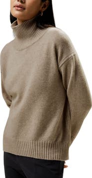 Lilysilk Women's Turtleneck Relaxed-Fit Cashmere Sweater