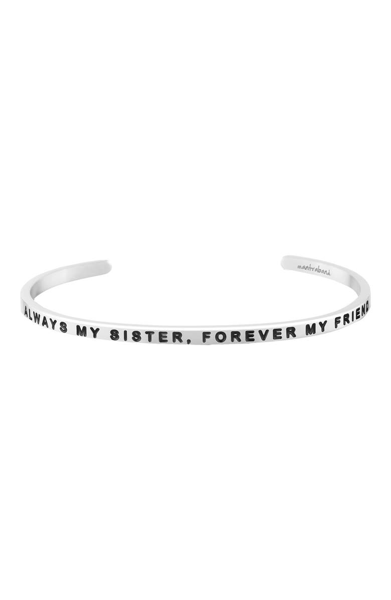 Mantra Always My Sister, Forever My Friend bracelet, Main, color, Silver