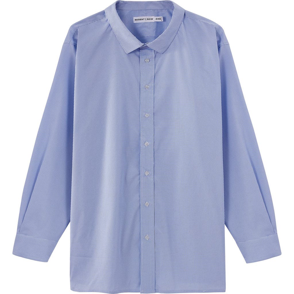 Regent Row Big And Tall Stanton Shirt Long Sleeve Button Down In White-blue-mini-check
