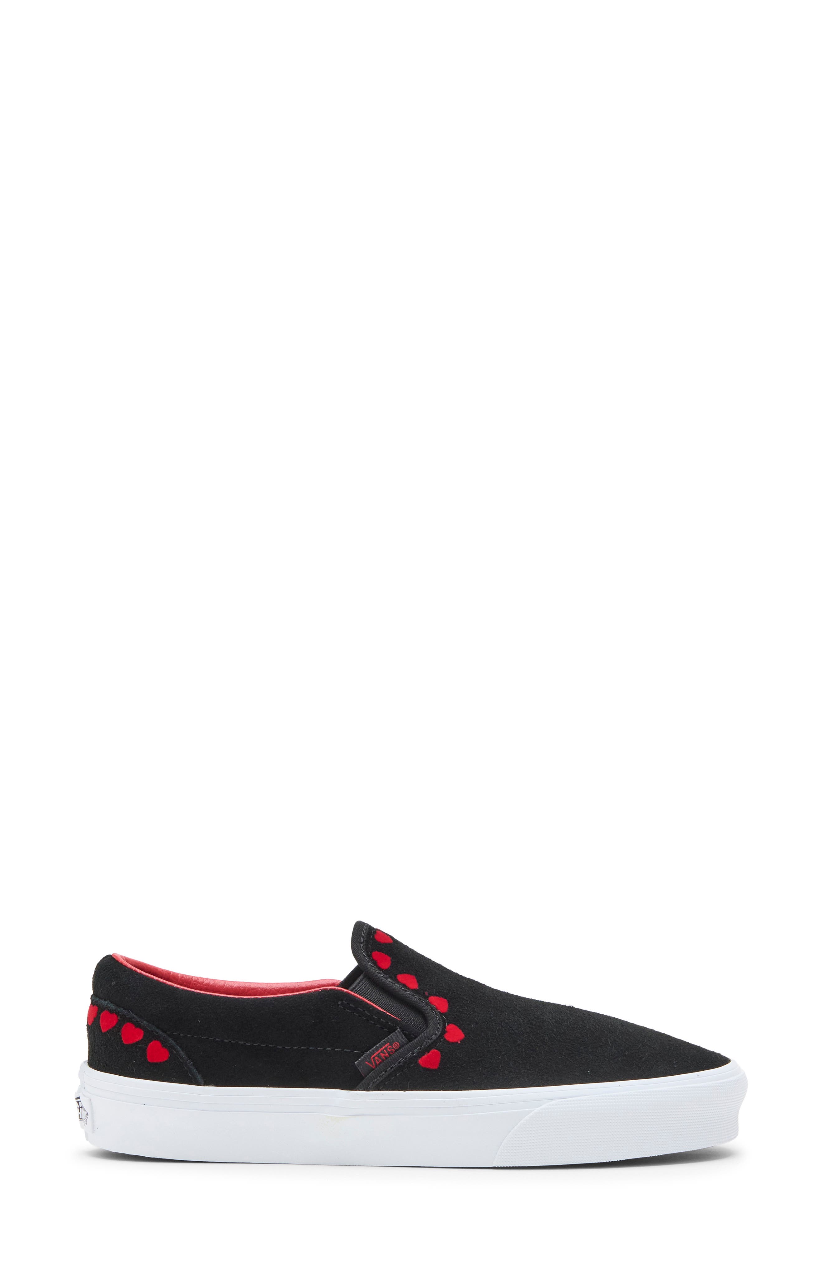 Classic Hearts Leather Slip-On Sneaker, Alternate, color, BLACK/RED