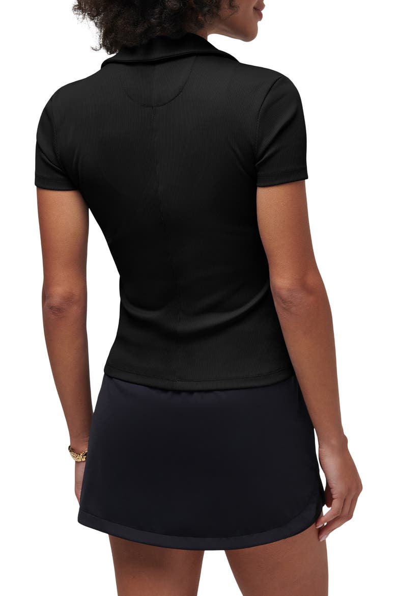 Moveknit Rib V-Neck Polo, Alternate, color, BLACK