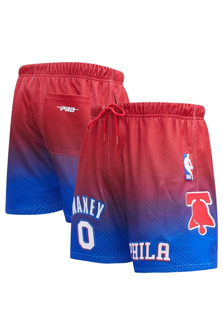 Men's Post Tyrese Maxey Royal/Red Philadelphia 76ers Ombre Name & Number Shorts, Main, color, Royal