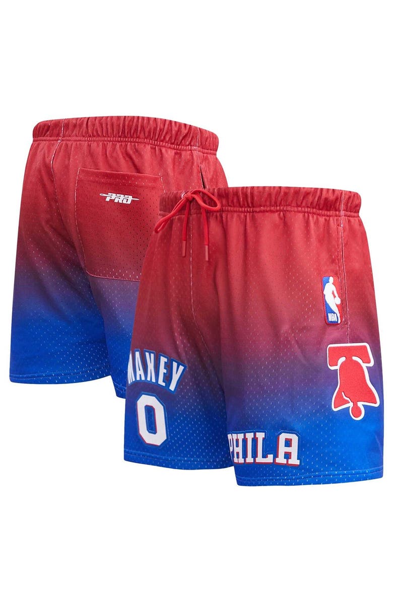PRO STANDARD Men's Post Tyrese Maxey Royal/Red Philadelphia 76ers Ombre Name & Number Shorts, Main, color, Royal
