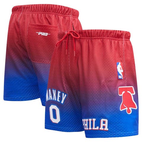 Men's Post Tyrese Maxey Royal/Red Philadelphia 76ers Ombre Name & Number Shorts