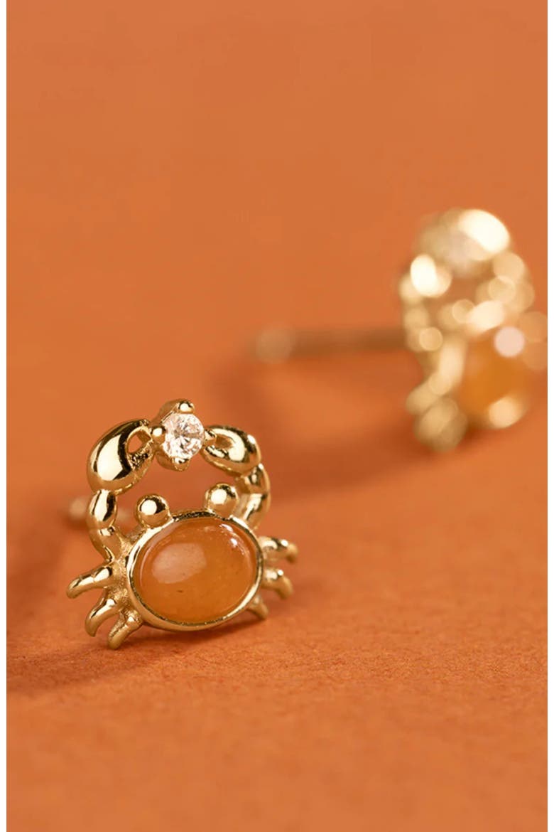 Crab Stud Earrings, Alternate, color, Gold Vermeil