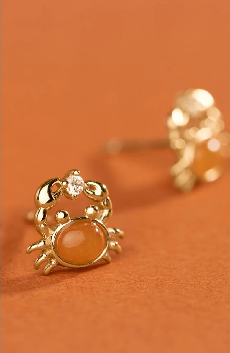 MADE BY MARY Low Tide Crab Stud Earrings Set, Alternate, color, Gold Vermeil