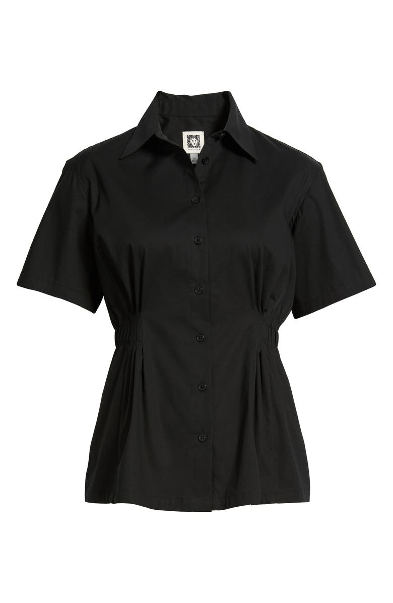 Anne Klein Pleated Waist Shirt, Main, color, Anne Black