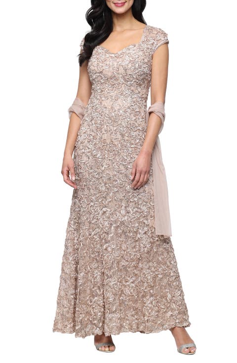 Soutache Mermaid Gown with Shawl (Petite)