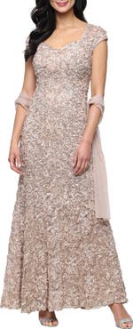 Alex Evenings Soutache Mermaid Gown with Shawl